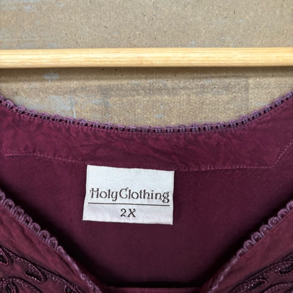 Holy Clothing Embroidered Blouse Renaissance Festival Whimsy Goth Womens 2X - Picture 2 of 8